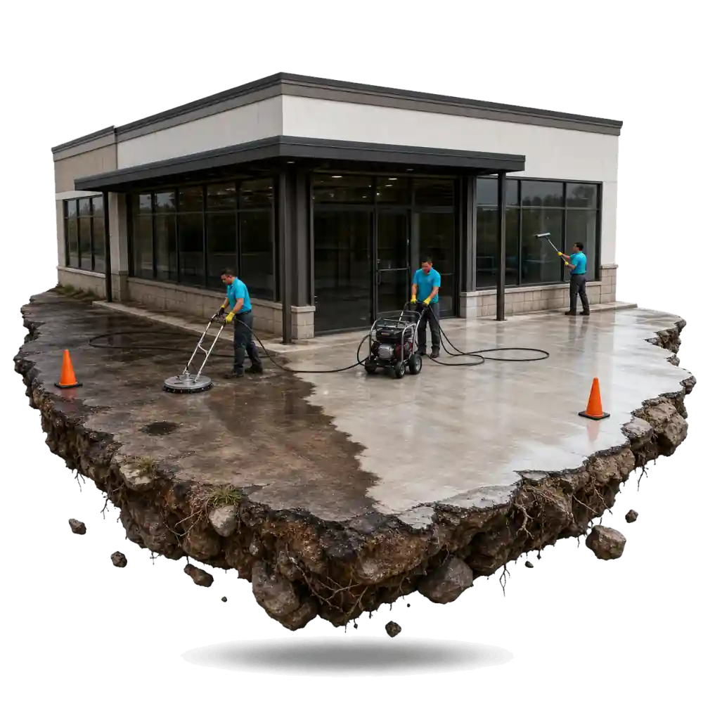 Commercial pressure washing in Seattle — storefronts and HOA properties